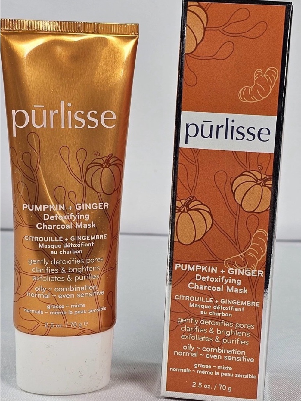 Purlisse Pumpkin + Ginger Detoxifying Charcoal Mask ~ 2.5oz Ret.$48 NIB